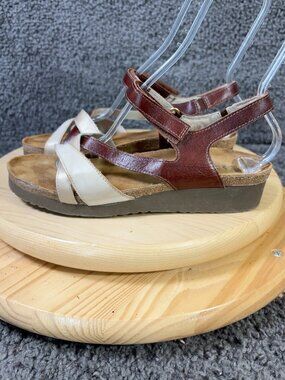 Naot Sandals Sophia Women Size 11 Brown Leather Wedge Heel Slingback Cork Insole